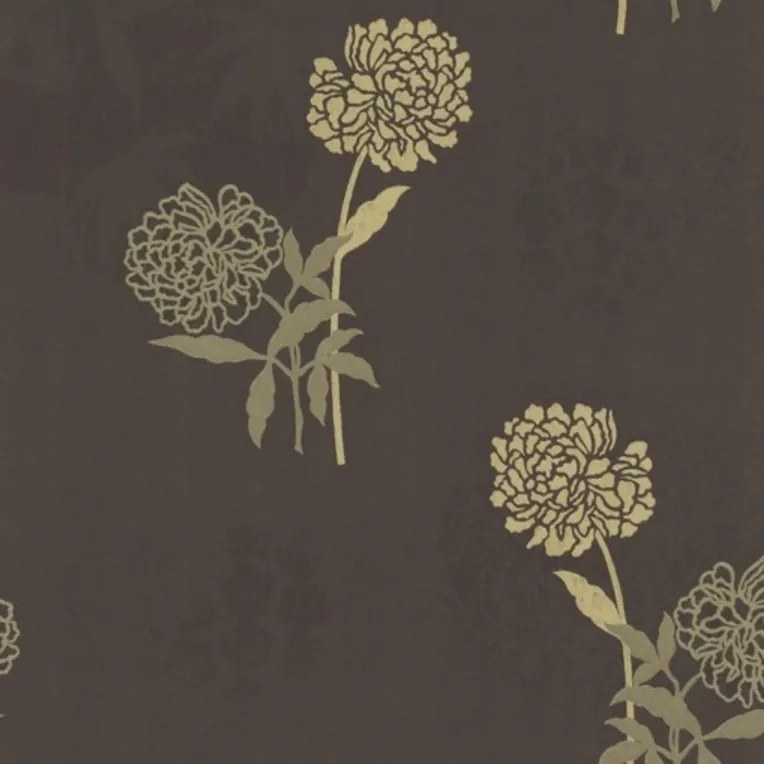 Háttérkép Arany Virág Barna Háttér Elegáns 42033-30 Ps International