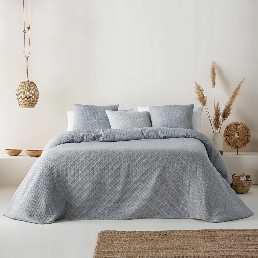 Ágytakaró 140 cm-ig steppelt pamut szürke 235x270
