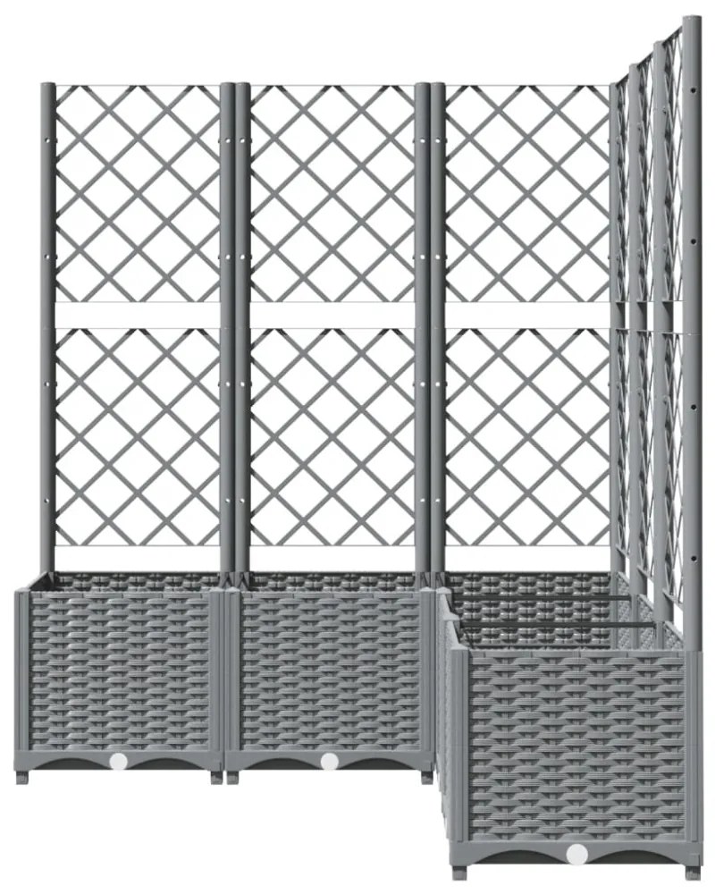 világosszürke PP rácsos kerti ültetőláda 120 x 120 x 136 cm