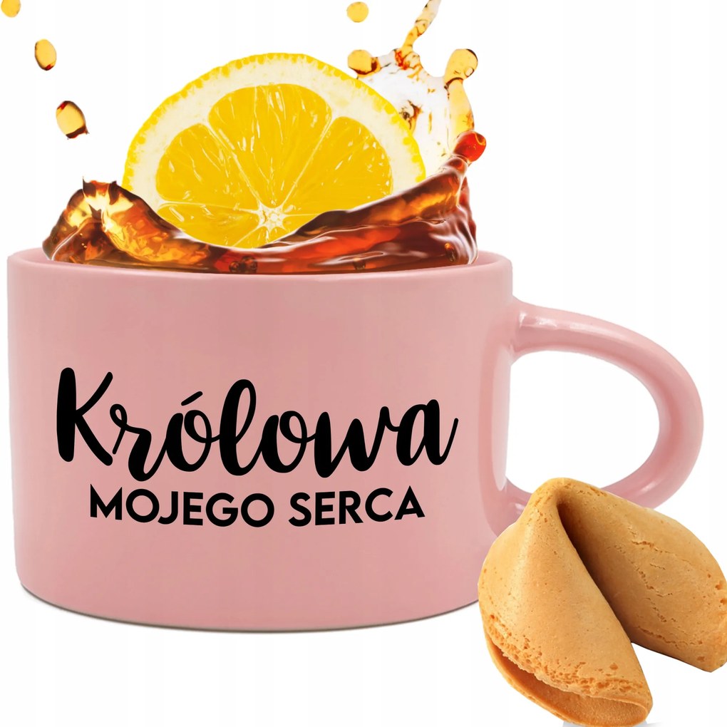 Csésze Rózsaszín 200ml Ajándék Valentin nap Szívkirálynő Sütemény Jóslás