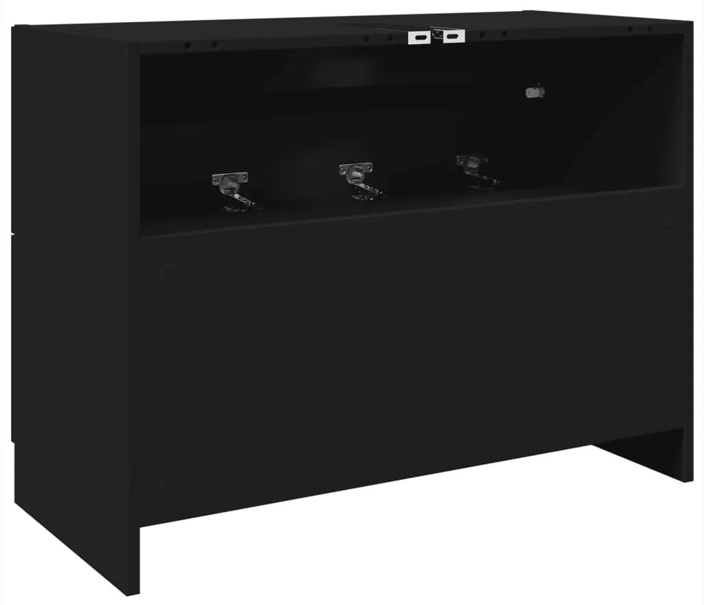 fekete szerelt fa mosdószekrény 78 x 37 x 59 cm