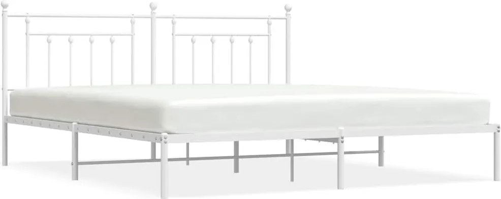 vidaXL fehér fém ágykeret fejtámlával 200 x 200 cm