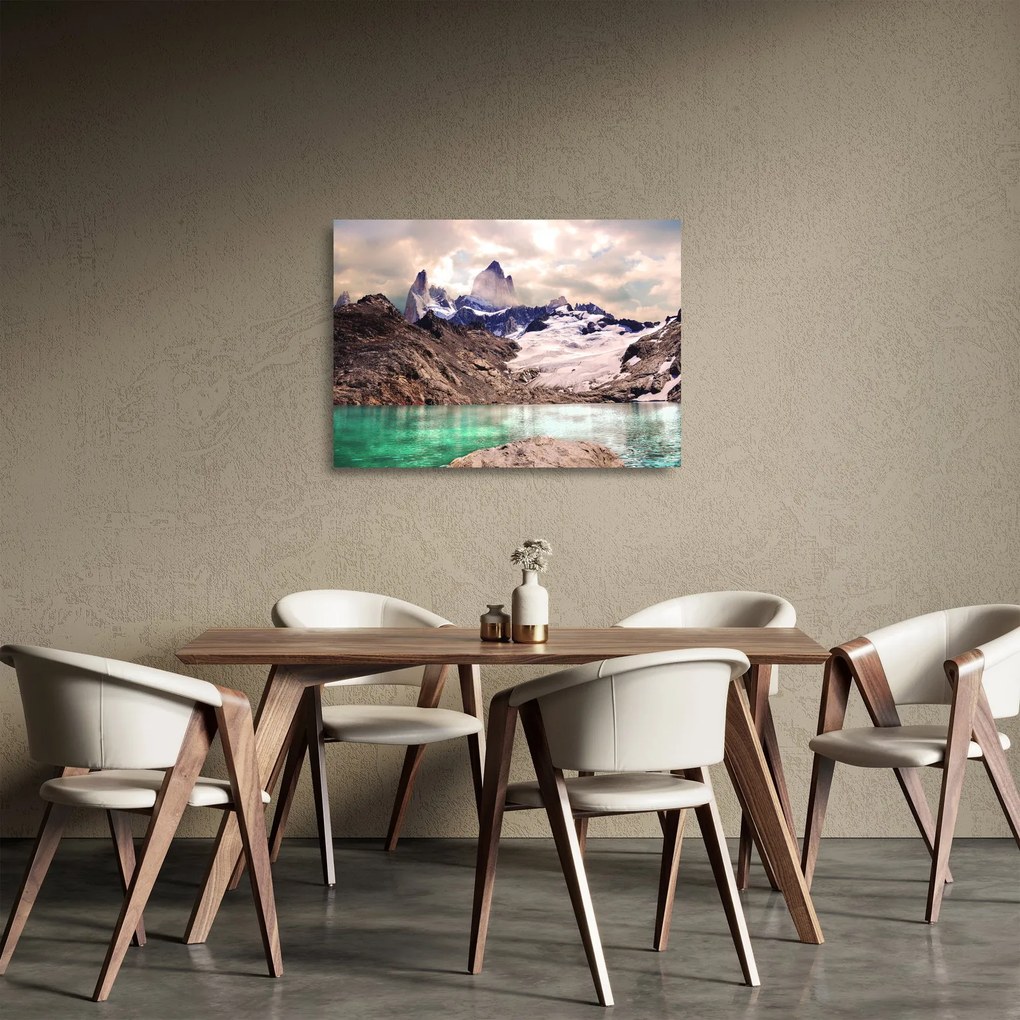 Hegyi tó képe (üvegen) (70x50 cm)