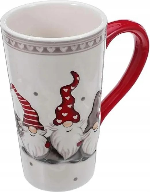 Karácsonyi bögre kerámia kávés tejtartóval, manó motívummal