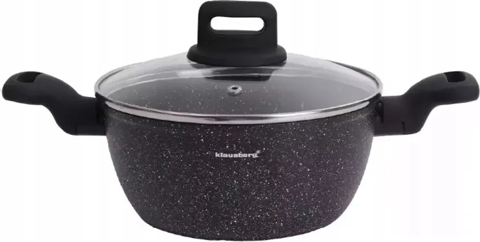 Márvány fazék kicsi 2.3 L fedővel 20 cm Klausberg fekete indukciós gáz