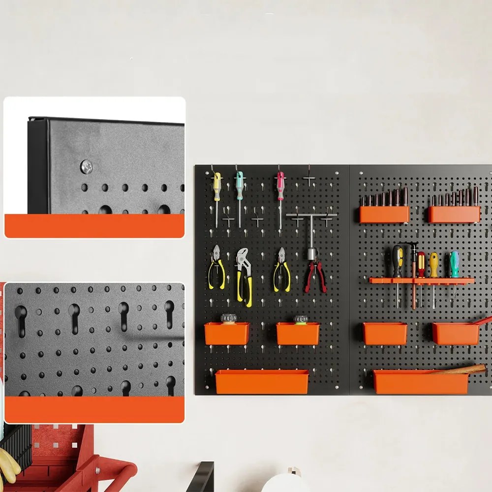 Fém szerszámtároló 9 rekesszel és akasztókkal