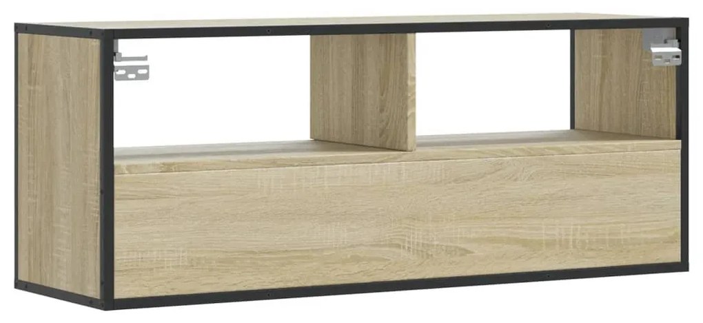 sonoma tölgy színű szerelt fa és fém TV-szekrény 100x31x39,5 cm