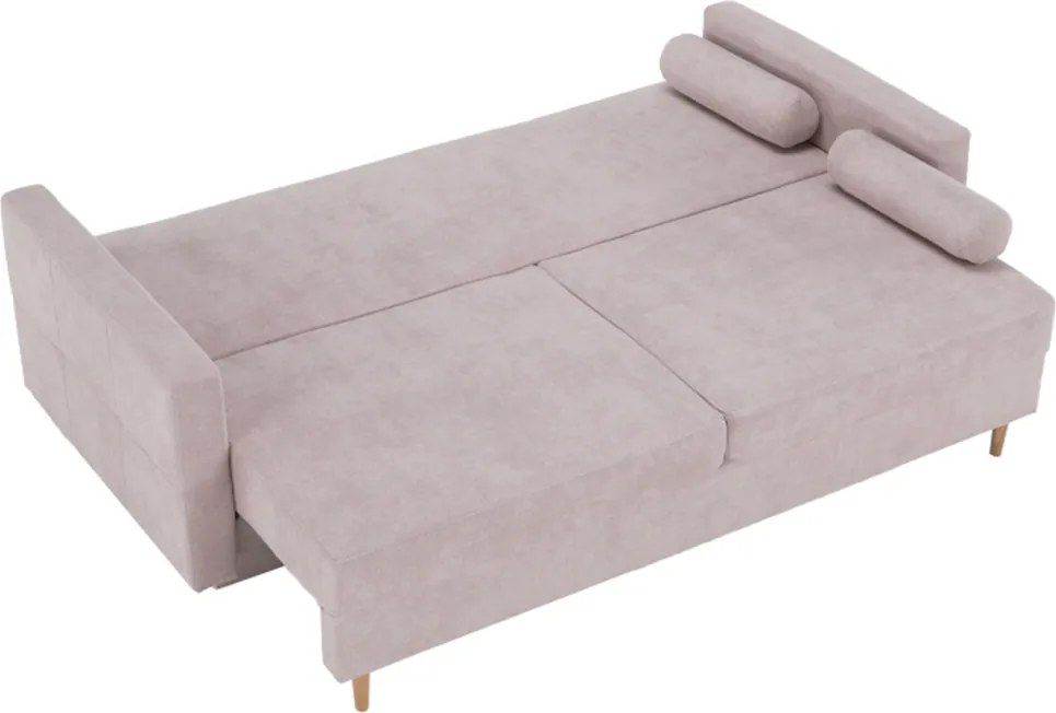 Szófa kinyitható, öregrózsaszín anyag Queens, AURELIA