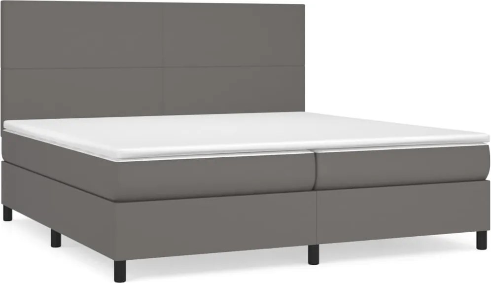 vidaXL szürke műbőr rugós ágy matraccal 200 x 200 cm
