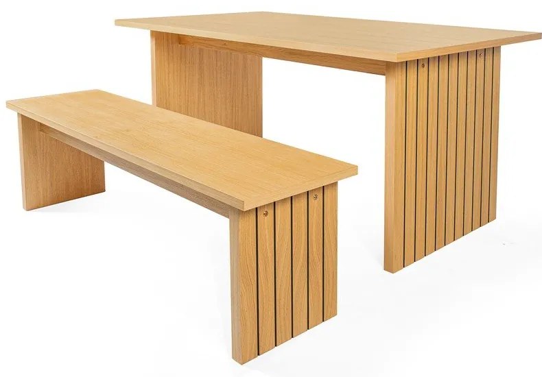 Étkezőasztal tölgyfa dekoros asztallappal 90x160 cm Stripe – Woodman