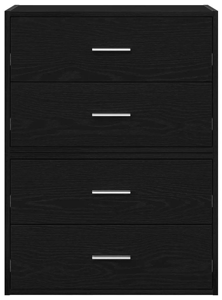 2 db fekete tölgy szerelt fa szekrény 2 fiókkal 60 x 31 x 40 cm