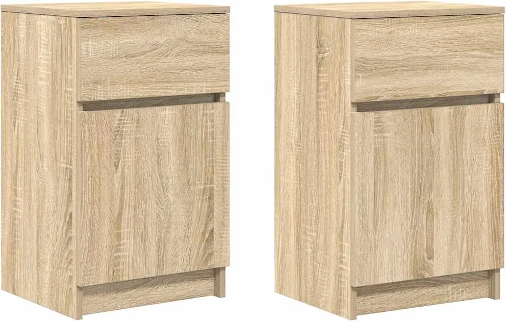 vidaXL 2 db sonoma tölgy színű szerelt fa éjjeliszekrény 39x35x65 cm