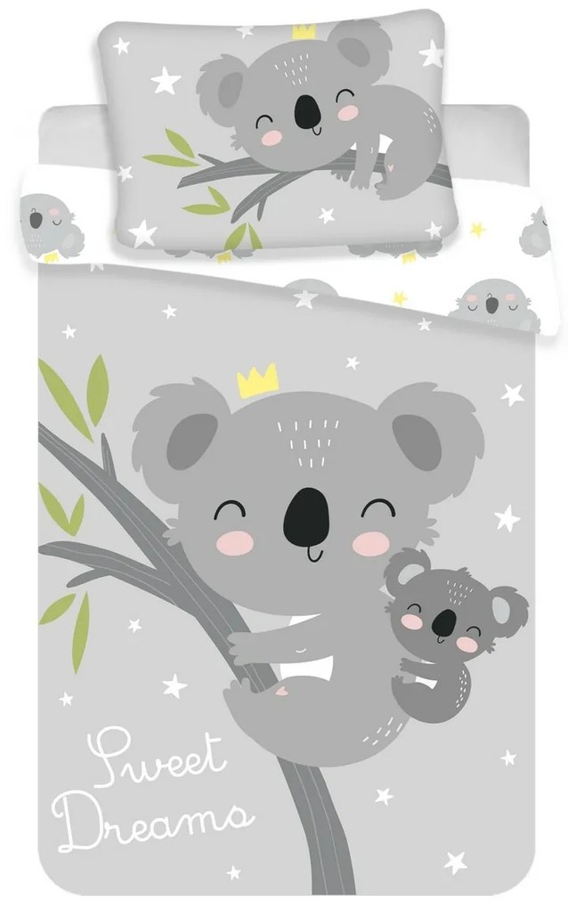 Gyermek pamut ágynemű kiságyba - Koala sweet dreams baby, 100 x 135 cm, 40 x 60 cm 