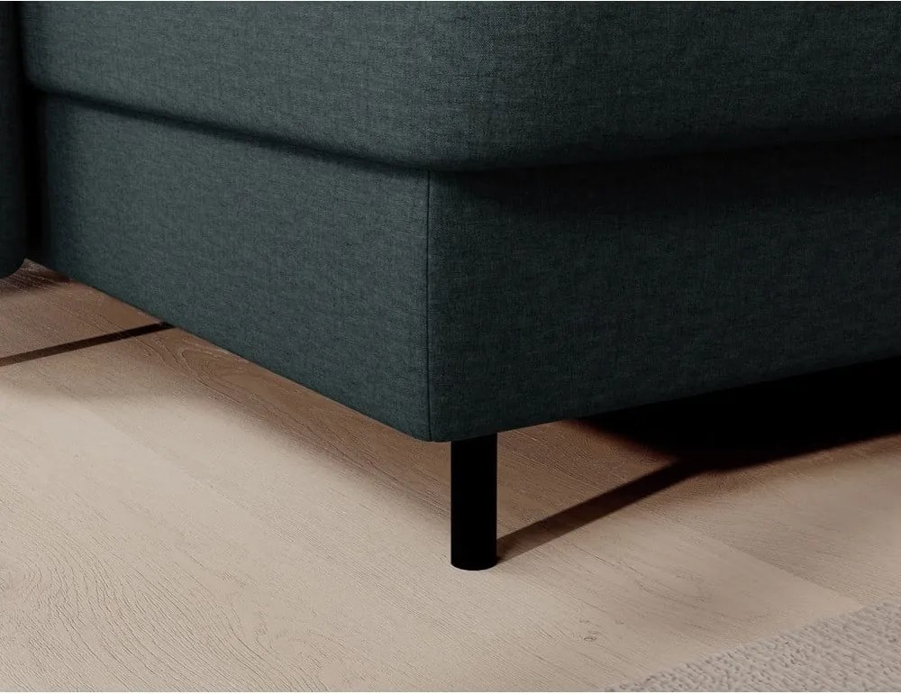 Zöld bársony kinyitható-tárolóhelyes sarokkanapé (jobb oldali-U alakú) Berrto – ELTAP