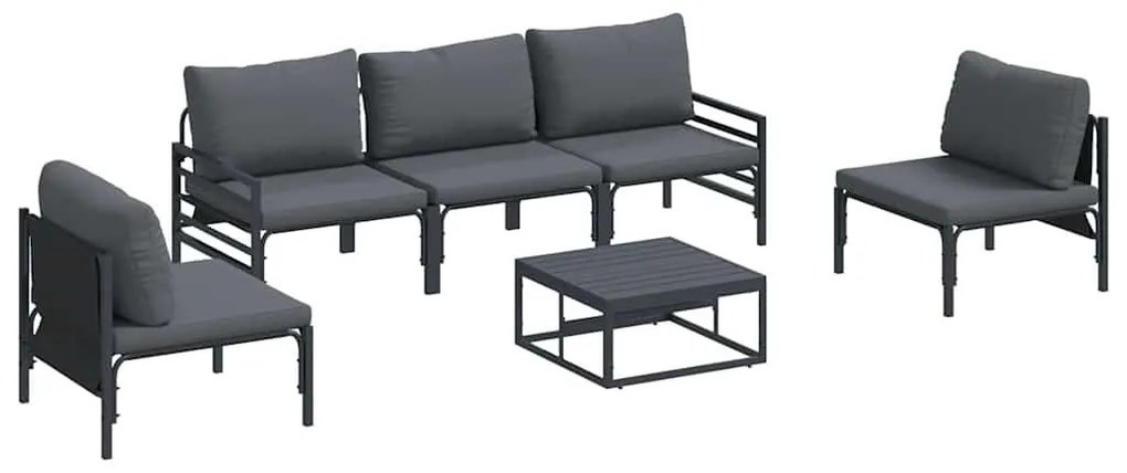 Kerti Kanapé Szett 6 pcs Antracitszürke Acél