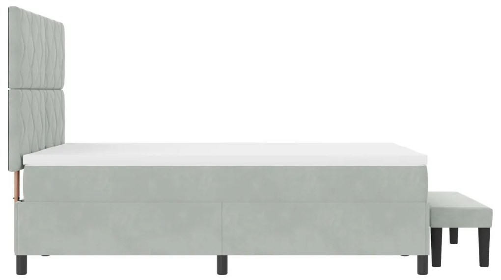 Box Spring Ágy Matraccal és Padlóval Világosszürke 140x190 cm Bársony