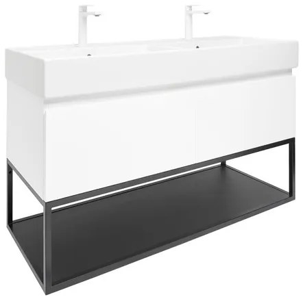 SAT B-Way Fürdőszobaszekrény mosdóval 119x30x45 cm fehér fényes BWAY120WU2BBF