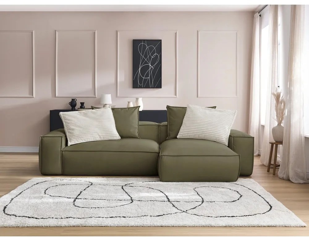 Zöld bőrutánzat sarokkanapé (variálható) Boheme – Bobochic Paris