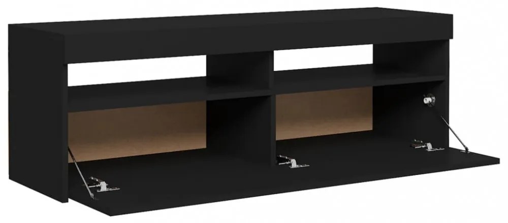 fekete TV-szekrény LED-lámpákkal 120 x 35 x 40 cm