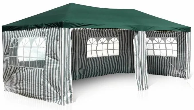 Kerti sátor ablakokkal és zárható falakkal 3×6 m zöld