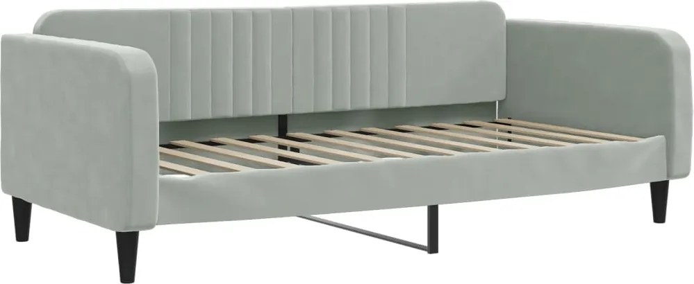 vidaXL világosszürke bársony kanapéágy 90 x 200 cm