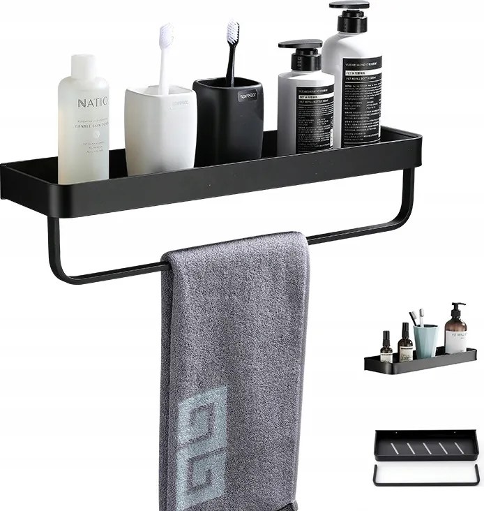 Fürdőszobai zuhanypolc ragasztós akasztóval