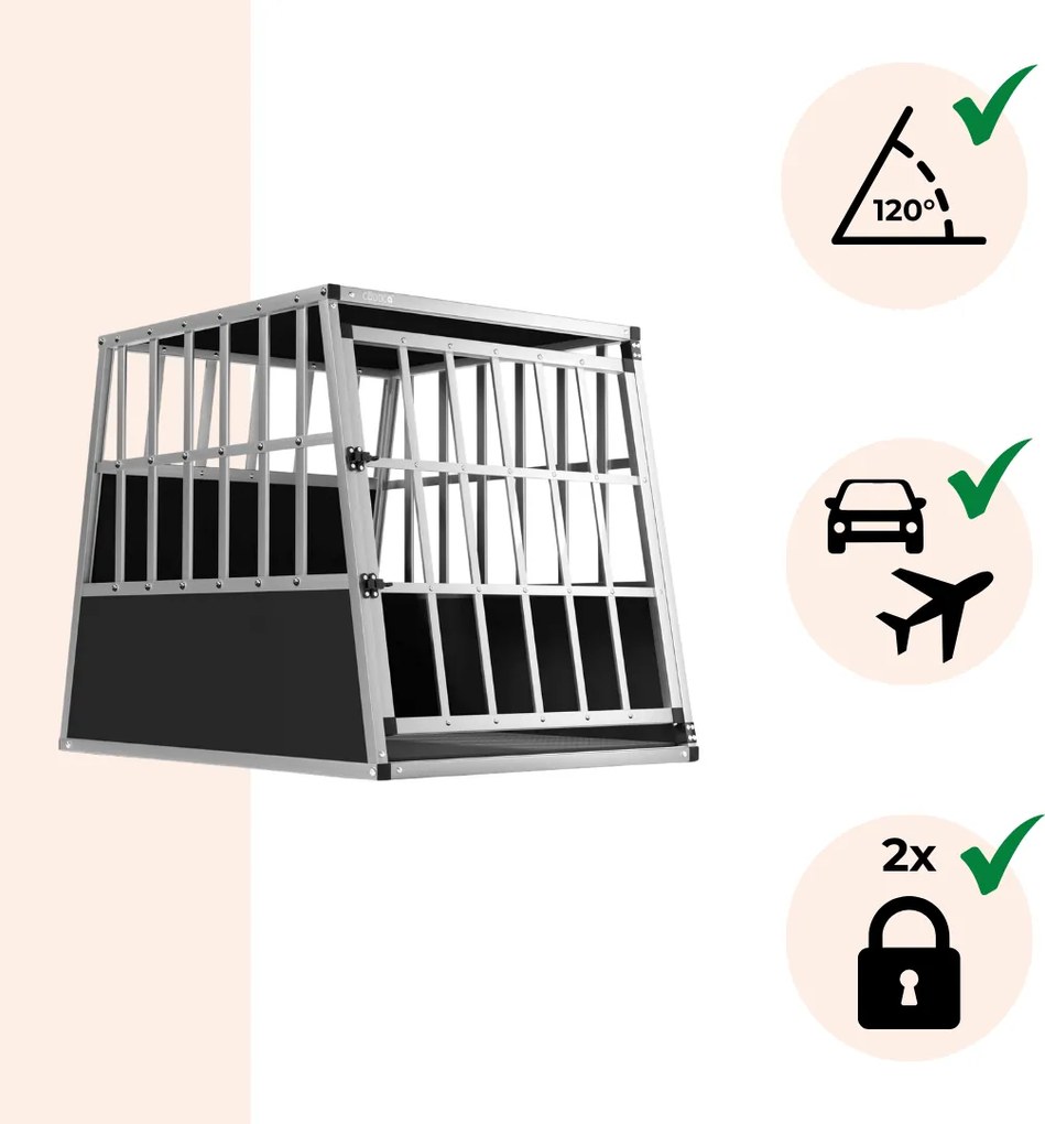 BRUNO kutyaszállító box, 66x90x72cm, ezüst/fekete Jurhan