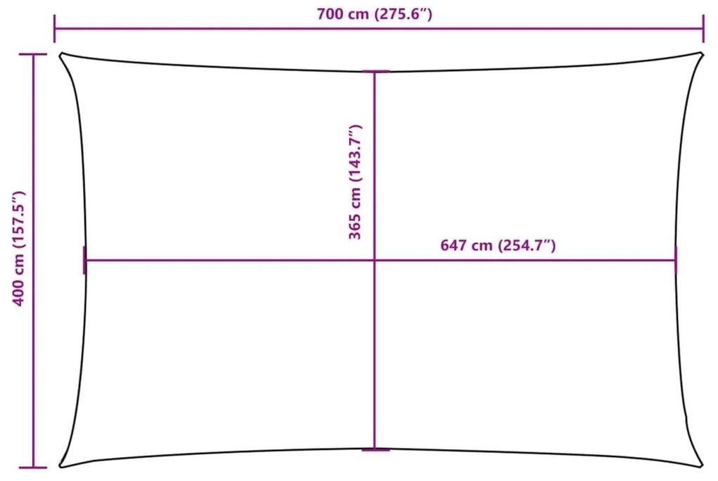 terrakotta téglalap alakú oxford-szövet napvitorla 4 x 7 m