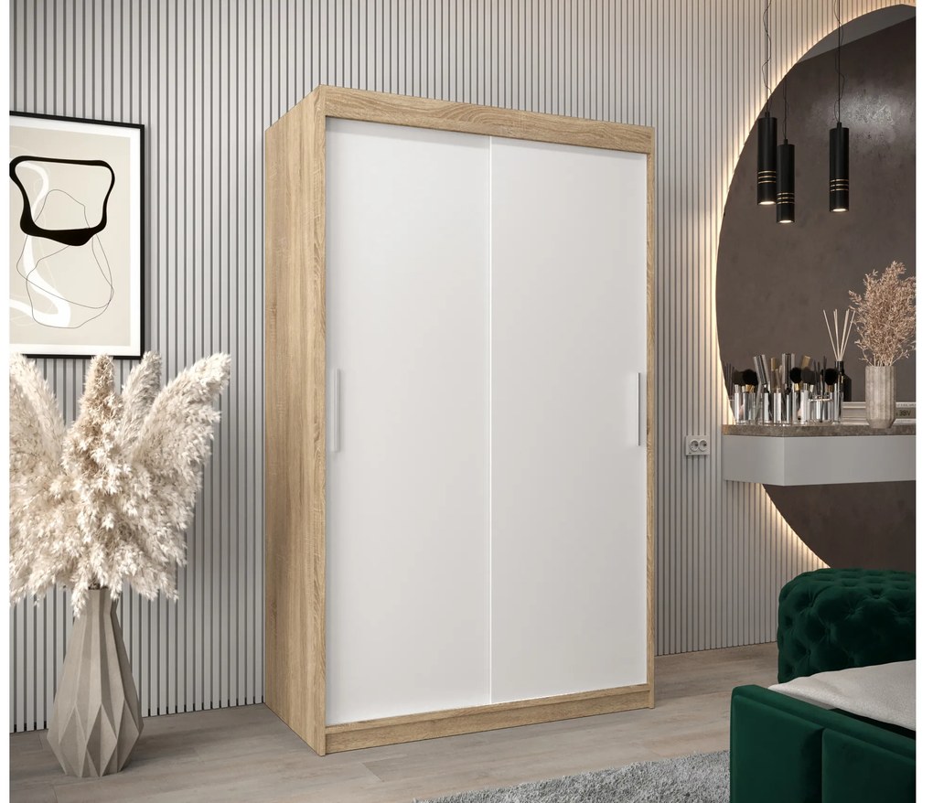 Ruhásszekrény 120 cm Toki (szonoma tölgy + matt fehér). 1064814