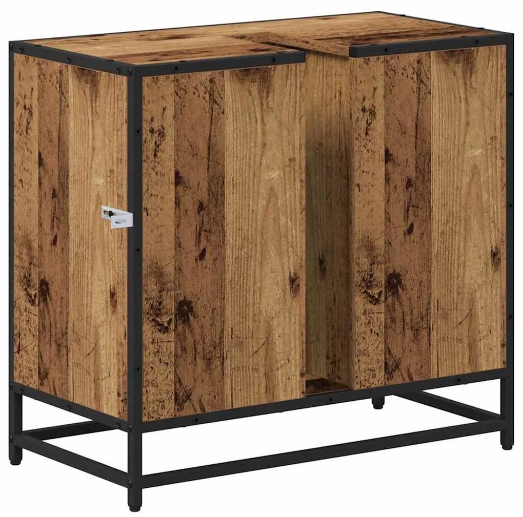 vidaXL Fürdőszoba Székény polcokkal Öreg fa 65 x 33 x 60 cm Faanyag