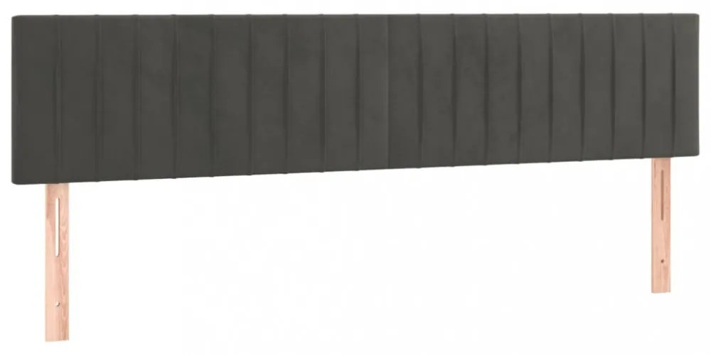2 db sötétszürke bársony fejtámla 100x5x78/88 cm