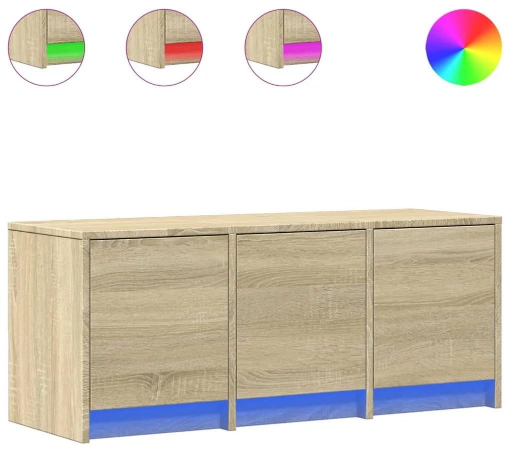 sonoma tölgy színű szerelt fa TV-szekrény LED-del 97x34x40 cm