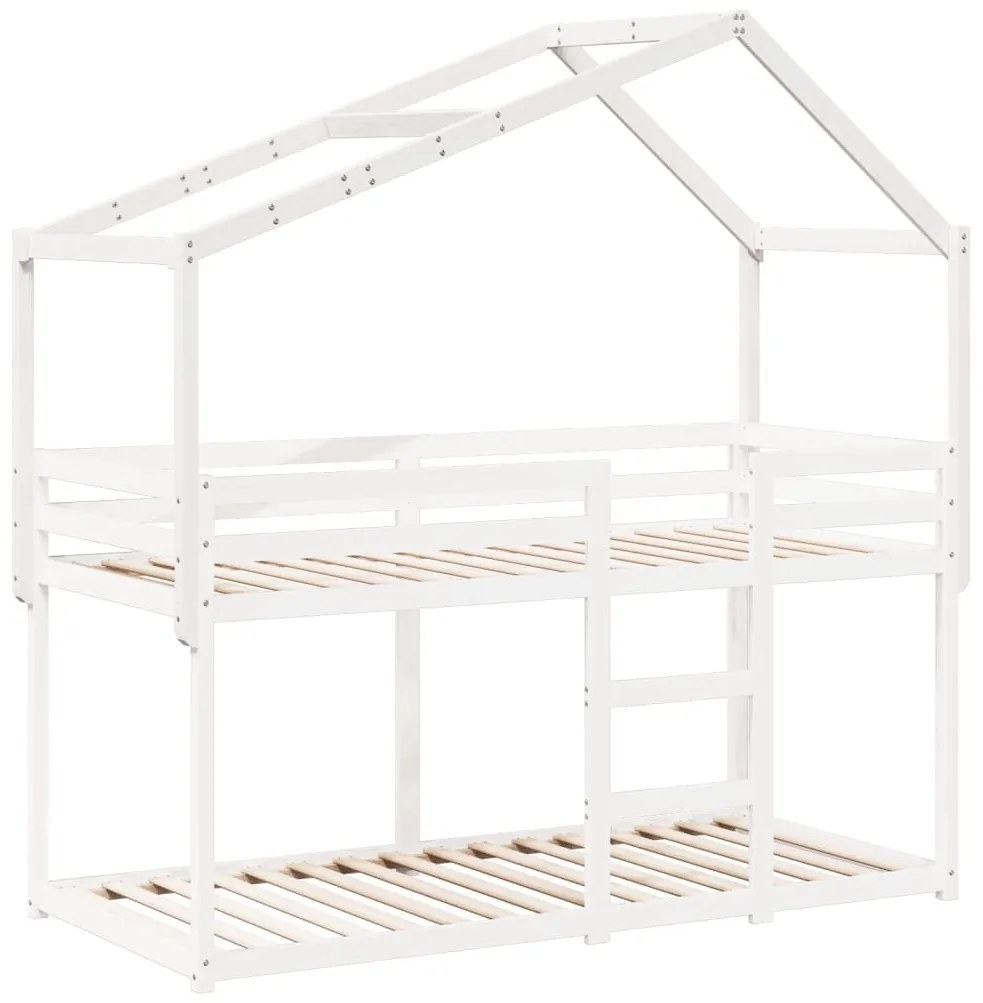 fehér tömör fenyőfa gyerekágytető 213 x 95,5 x 144,5 cm