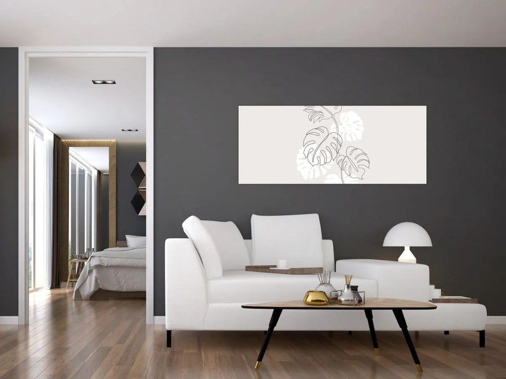 Kép - Vonalkép monstera N⁰3 (120x50 cm)
