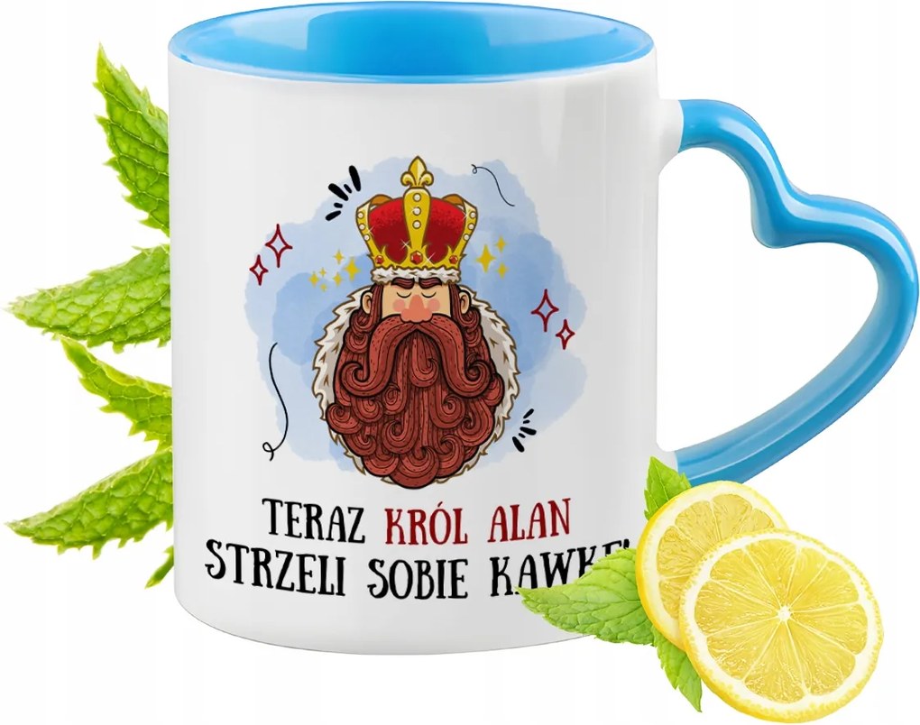 Alan számára Kék Bögre Szív Alakú Füllel Ajándék Nyomtatott