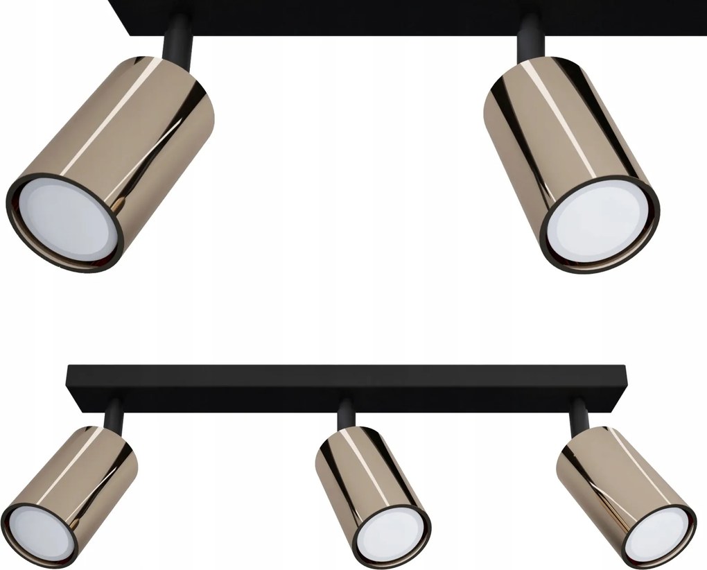 Függő mennyezeti lámpa állítható fekete-arany színben 3x GU10 Spot