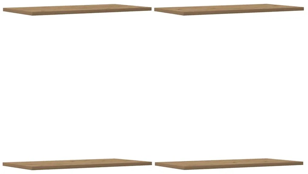 4 db kézműves tölgy színű szerelt fa fali polc 60 x 30 x 1,5 cm