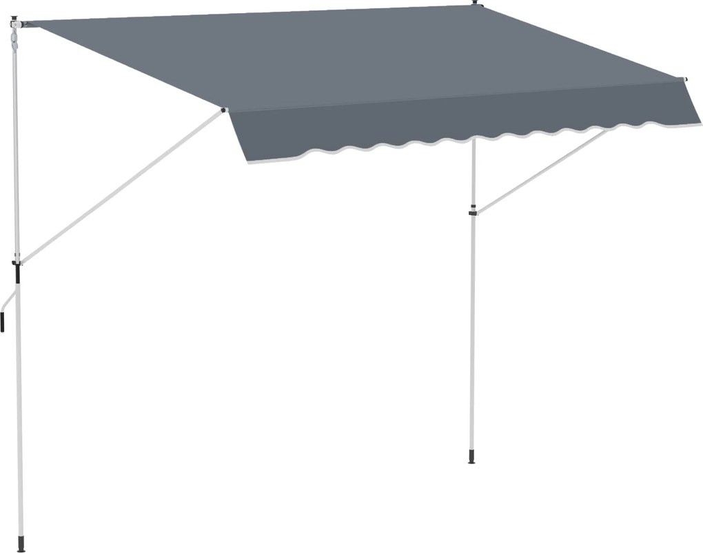 Outsunny 4x1,2m Retractable Arm Napernyő, Kültéri Napernyő Alumínium Crankkal és 180gsm Poliészter Szövettel, Kerthez, Erkélyhez és Teraszhoz, Sötétsz