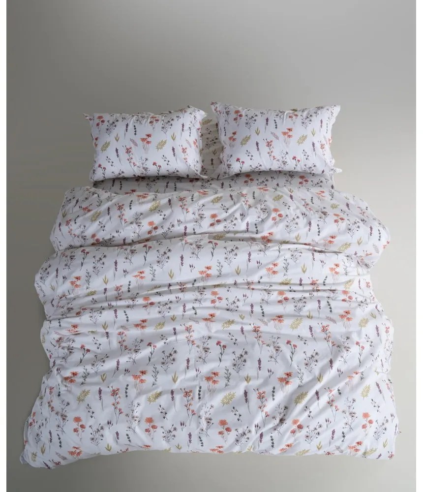 Fehér egyszemélyes renforcé pamut ágyneműhuzat 140x200 cm Floral Dance Autumn – Mila Home Luxury