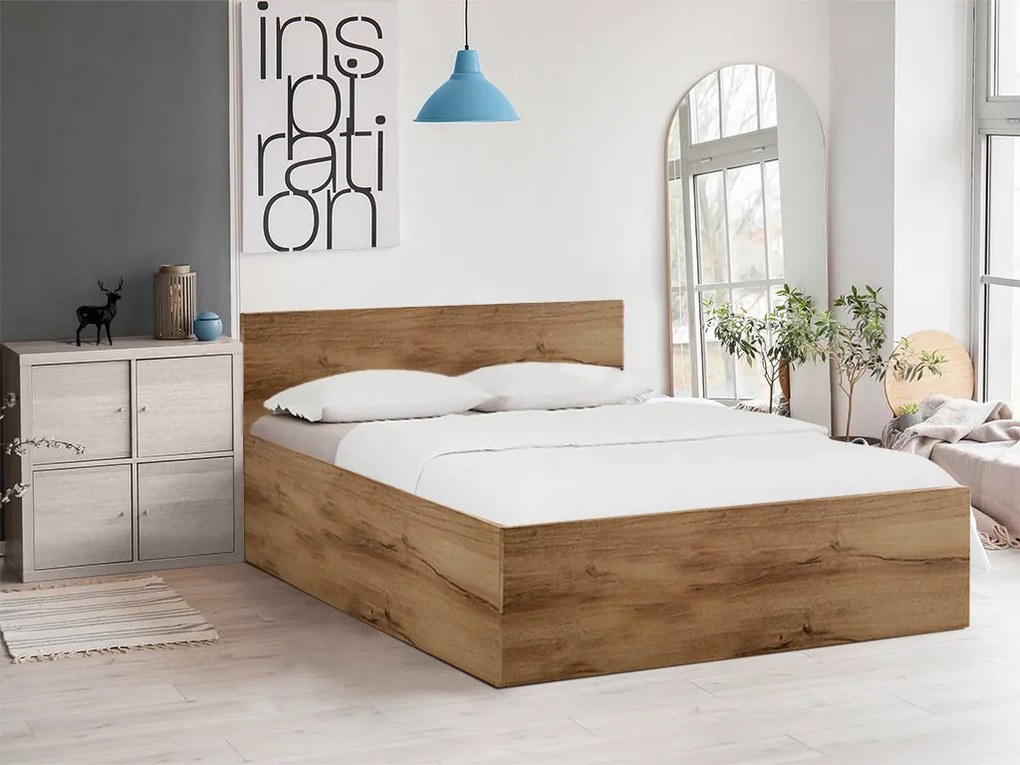 SOFIA ágy 180 x 200 cm, artisan tölgy Ágyrács: Léces ágyrács, Matrac: Deluxe 10 cm matrac