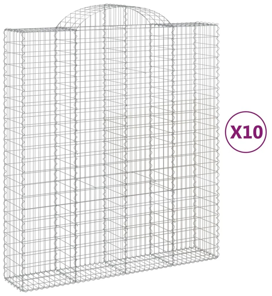 10 db íves horganyzott vas gabion kosár 200x50x220/240 cm
