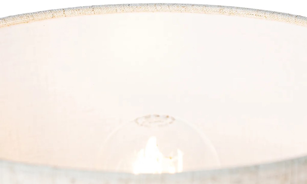 Rusztikus asztali lámpa fa és lenvászon árnyékolóval bézs 25 cm - Mels