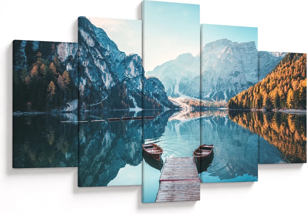 Kép - Csónakok a Braies-tónál (150x105 cm)