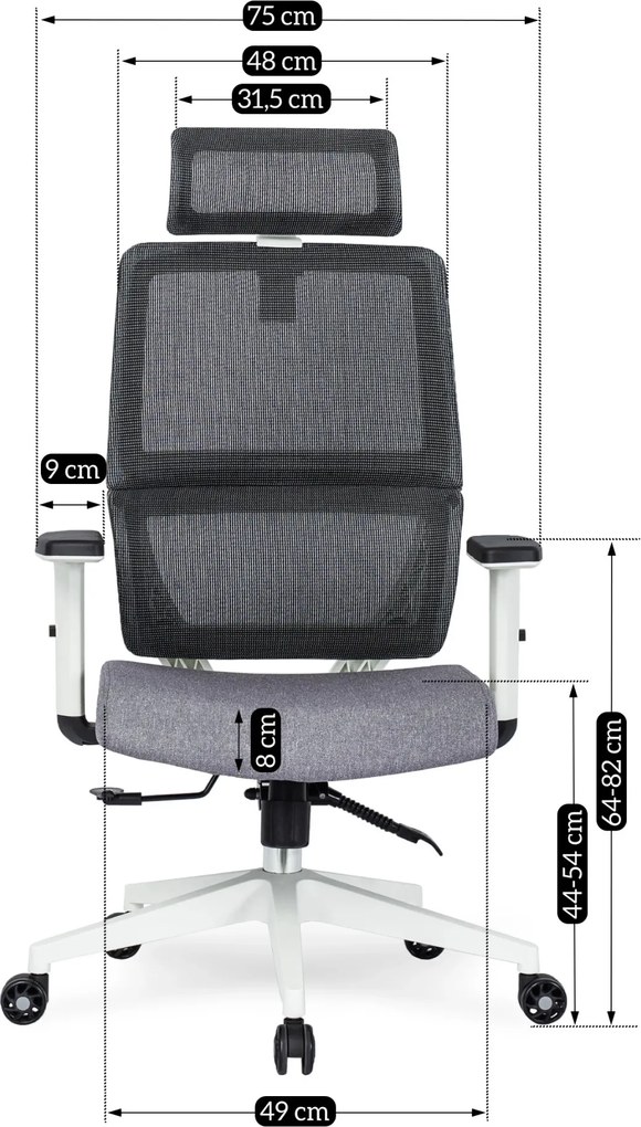 Forgószék ergonomikus kialakítással, szürke színben. NICKI