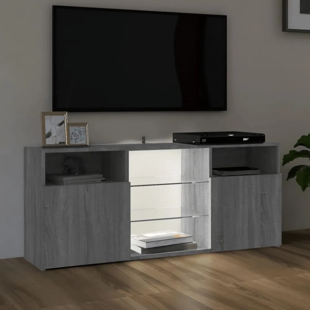 szürke sonoma színű LED-es TV-szekrény 120 x 30 x 50 cm