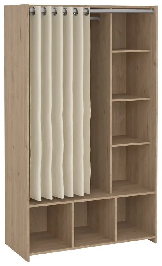Fehér-bézs ruhásszekrény tölgyfa dekorral 105x180 cm Kit – Tvilum