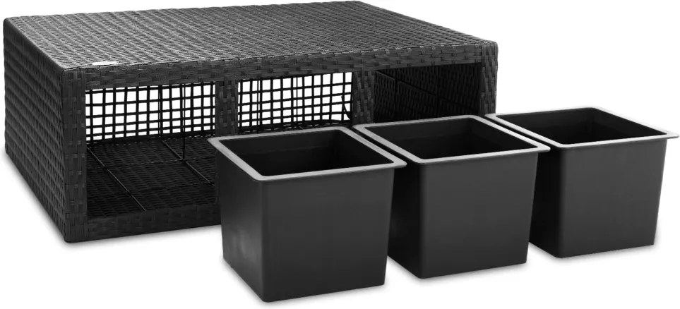 Virágtartó, polyrattan, fekete, 83 x 30