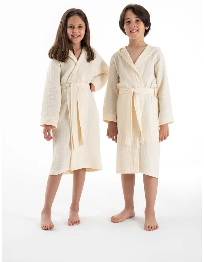 Krémszínű muszlin gyerek fürdőköpeny 9-10 év Muslin – Foutastic