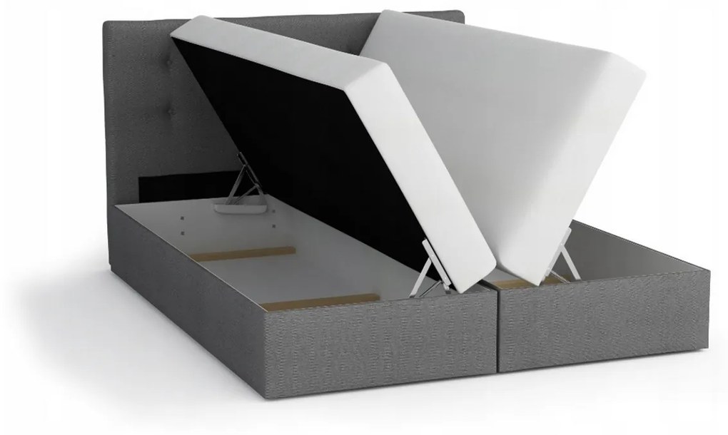 APPLE boxspring kárpitozott ágy + Fedő, 160x200, itaka 14/fekete