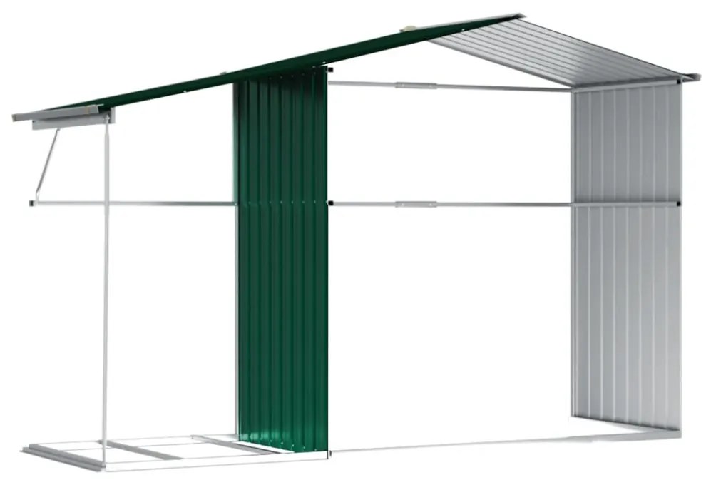 zöld horganyzott acél kerti fészer 277 x 192,5 x 179 cm